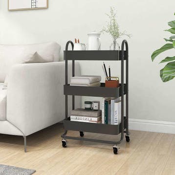 vidaXL Trolley 3-laags 43x34x79 cm staal antracietkleurig, Verzenden, Nieuw