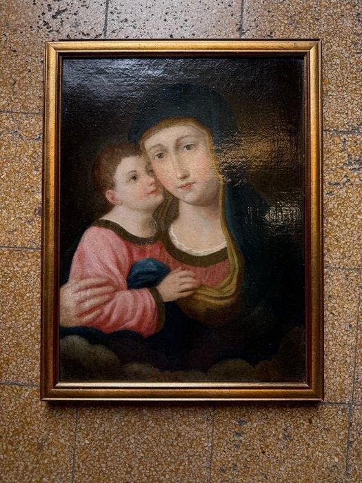 École italienne (XVIII) - Madonna con Bambino, Antiek en Kunst, Kunst | Schilderijen | Klassiek