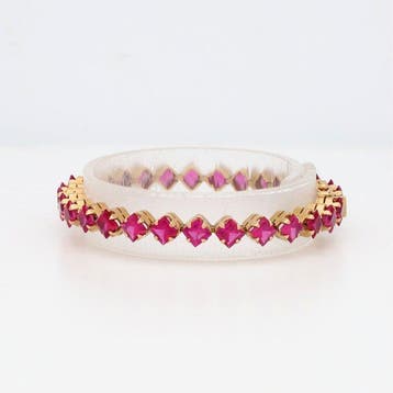 Armband - 18 karaat Geel goud Robijn, Handtassen en Accessoires, Armbanden, Nieuw