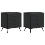 vidaXL Nachtkastje 2 pcs Zwart 43 x 34,5 x 47,5 cm Bewerkt, Huis en Inrichting, Slaapkamer | Nachtkastjes, Verzenden, Nieuw