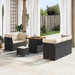 vidaXL Tuinbank Set 8 pcs Zwart poly rattan, Verzenden, Nieuw