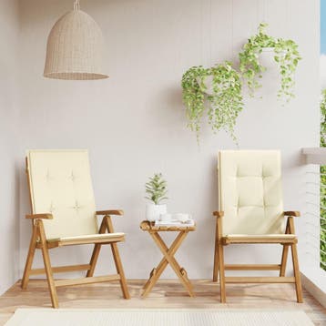 vidaXL Verstelbare klapstoelen met kussens, 2 stuks, massief, Verzenden, Nieuw