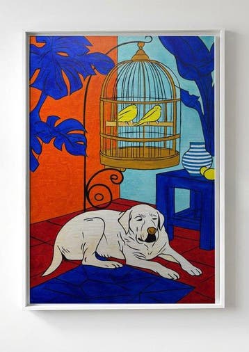E. García - El perro y los pájaros XL