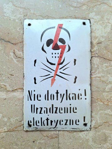 Elektrisch gevaar - Emaille bord - Metaal