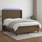 vidaXL Boxspring met matras en LED stof donkerbruin 140x200, Verzenden, Nieuw