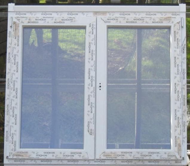 pvc raam , chassis , venster 135 x 122 wit / antraciet 7016, Doe-het-zelf en Bouw, Raamkozijnen en Schuifdeuren, Inclusief glas