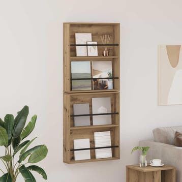 vidaXL Tijdschriftenrek met plank 2 st Artisan Eiken 60 x 12, Huis en Inrichting, Verzenden, Nieuw