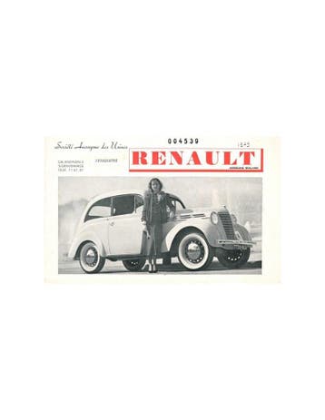 1939 RENAULT JUVAQUATRE BROCHURE NEDERLANDS
