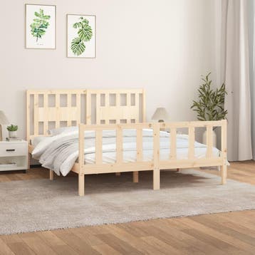vidaXL Bedframe met hoofdbord massief grenenhout 160x200 cm, Verzenden