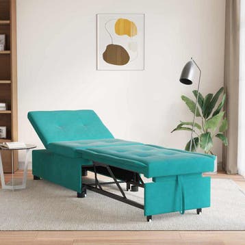 vidaXL Slaapbank / zetel Turquoise 194 x 67 x 82 cm Fluweel, Huis en Inrichting, Zetels | Zetels, Verzenden, Nieuw