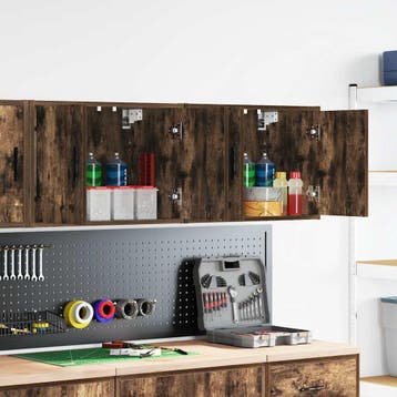 vidaXL Garagewandkasten 2 st Spaanplaat gerookt eikenhout, Verzenden