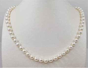 Halsketting 6x7 mm heldere Akoya parels, Handtassen en Accessoires, Nieuw