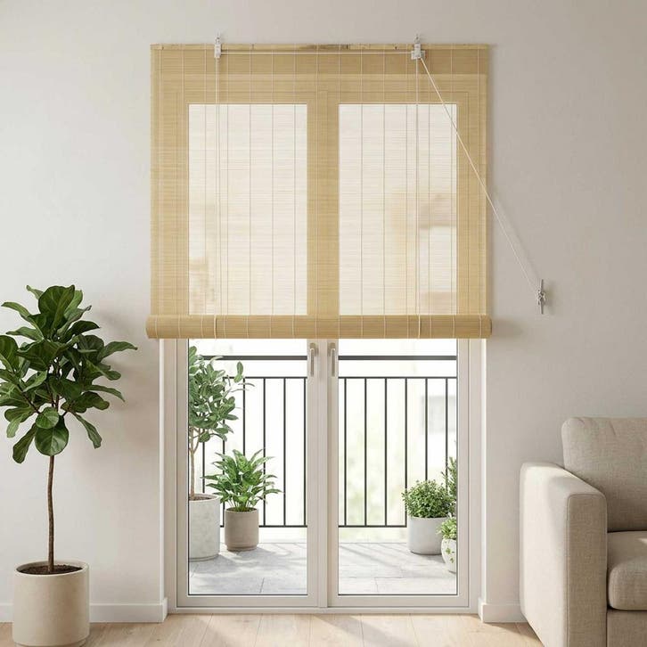 vidaXL Rolgordijn Naturel 90 x 220 cm Bamboe, Huis en Inrichting, Stoffering | Gordijnen en Lamellen, Nieuw, Verzenden