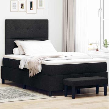 vidaXL Boxspring bed met kussen met hoofdeinde Zwart 120 x, Verzenden