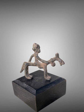 Cavalier Dogon - petit cheval et son cavalier en bronze -