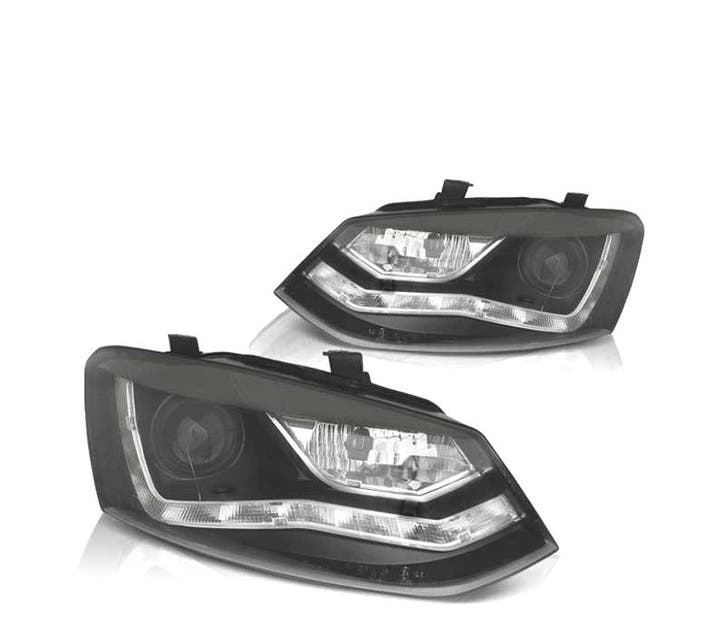 PHARES VOLKSWAGEN VW POLO 6R 10-14 FEUX DE JOUR FOND NOIR, Autos : Pièces & Accessoires, Éclairage, Envoi