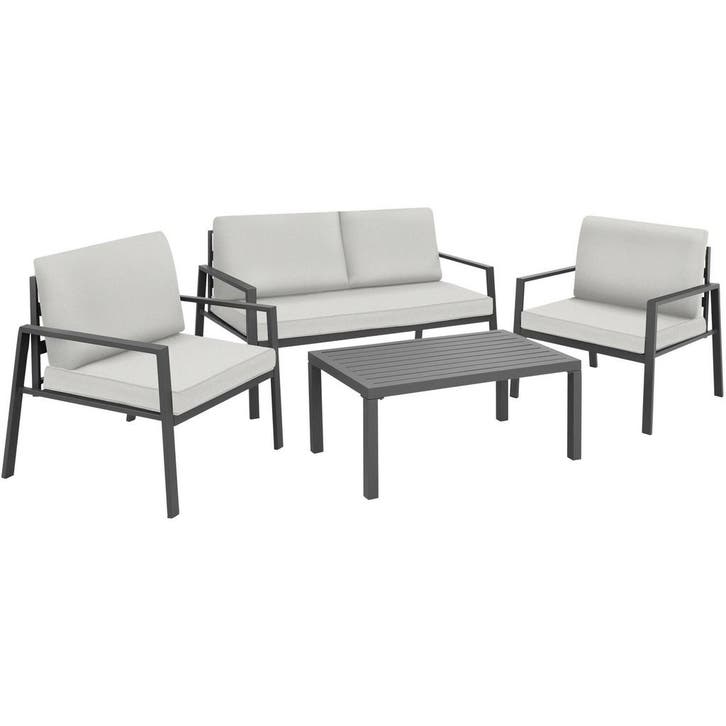 tectake Zitgroep Göteborg met tafel - lichtgrijs, Tuin en Terras, Tuinsets en Loungesets, Verzenden