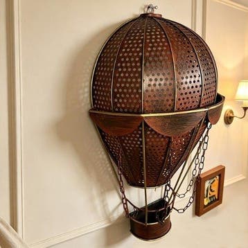 Sculpture, Vintage Hot Air Balloon Wall Decor – Handmade