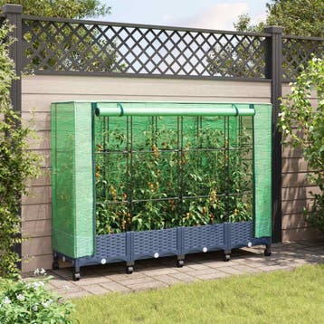 vidaXL Tuinschutting met Kasbedekking en Wielen 4 st Blauw, Tuin en Terras, Verzenden, Nieuw
