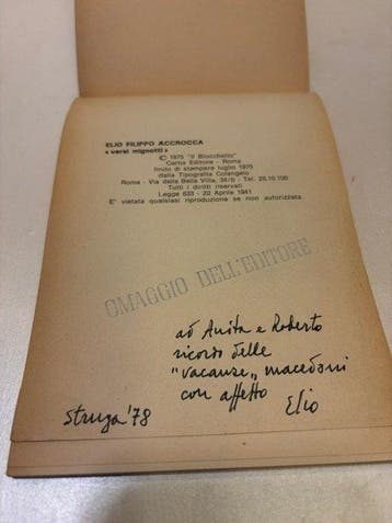 Signed; Accrocca Elio Filippo - Versi Mignotti [con dedica]