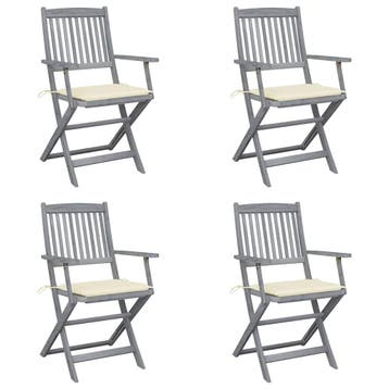 vidaXL Set van 4 klapstoelen met kussens, gemaakt van, Verzenden, Nieuw