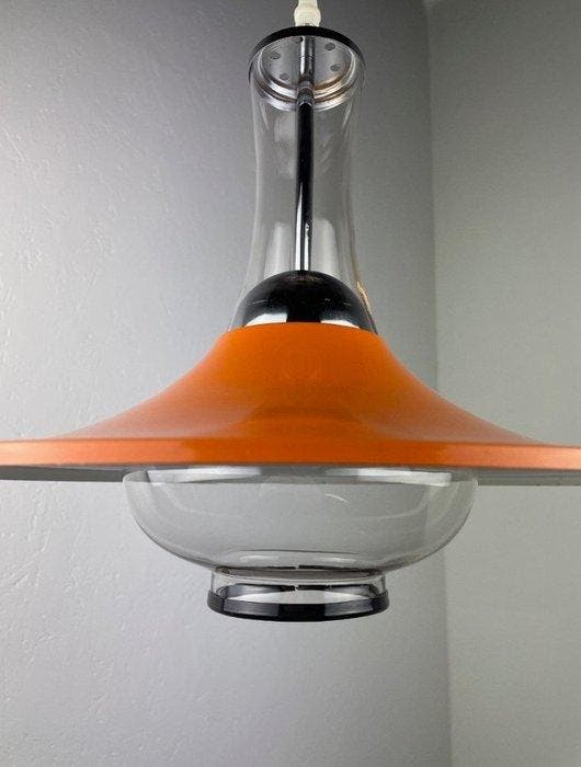 Lampe - Suspension vintage design métal verre, Antiek en Kunst, Antiek | Verlichting