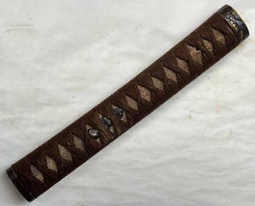 carpe, poisson, fleur, oiseau, motif, katana long, tsuka -