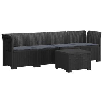 vidaXL 4-Zits Tuin Sofa met Kussens Rieten Look PP Antraciet, Verzenden