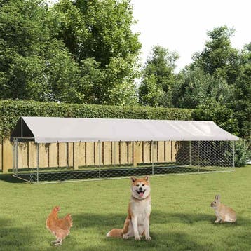 vidaXL Hondenkennel voor buiten met dak 600x200x150 cm, Verzenden, Nieuw