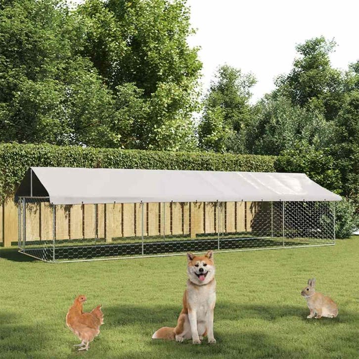vidaXL Hondenkennel voor buiten met dak 600x200x150 cm, Animaux & Accessoires, Caisses pour chiens, Envoi