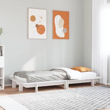vidaXL Bedframe zonder matras massief grenenhout wit 140x200, Verzenden, Nieuw