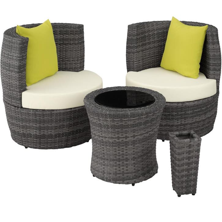tectake Aluminium rotan zitgroep Nizza 2+1+1 - grijs, Tuin en Terras, Tuinsets en Loungesets, Verzenden
