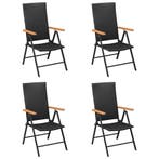 4x Rattan Tuinstoelen Zwart | Retour Deal -41% Korting!, Verzenden, Nieuw, Aluminium, Inklapbaar