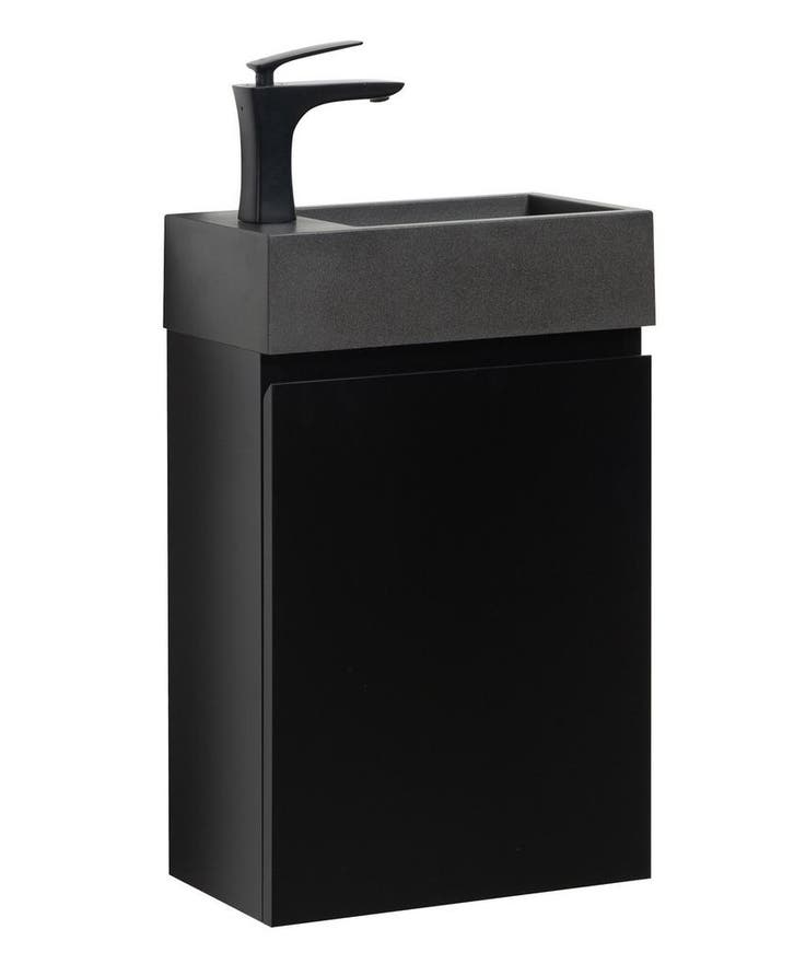 Toiletmeubel Angela 40 x 22 cm Mat Zwart Fonteinmeubel, Doe-het-zelf en Bouw, Sanitair, Nieuw, Verzenden