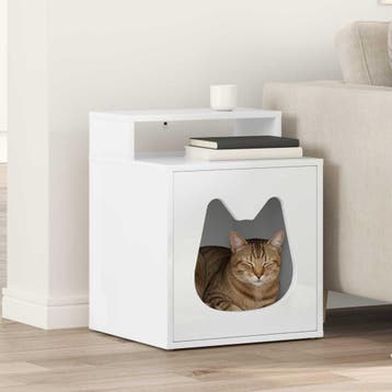 vidaXL Kattenhuis Glanzend Wit 42,5 x 40 x 53,5 cm Bewerkt, Verzenden