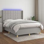 vidaXL Boxspring met matras en LED stof lichtgrijs 140x200, Verzenden, Nieuw
