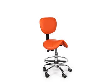 Zadelkruk met Rugleuning Oranje - Laag + Voetsteun