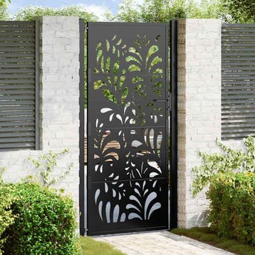 vidaXL Poort met golfontwerp 100x200 cm staal zwart, Verzenden, Nieuw