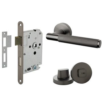 Deurbeslag set met WC-slot en deurklink Luxor antraciet g..., Ophalen of Verzenden, Nieuw, Klink of Kruk