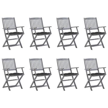 vidaXL Inklapbare stoelen 8 st met kussens massief, Verzenden, Nieuw