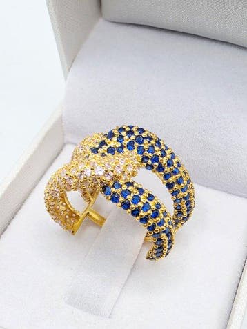 Zonder minimumprijs - Cocktailring - 9 kt. Geel goud, Zilver