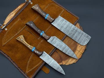 Japanese Style Kitchen Knife SET With Leather BAG Included -