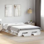 vidaXL Bedframe met lades bewerkt hout wit 160x200 cm, Huis en Inrichting, Slaapkamer | Bedden, Verzenden, Nieuw