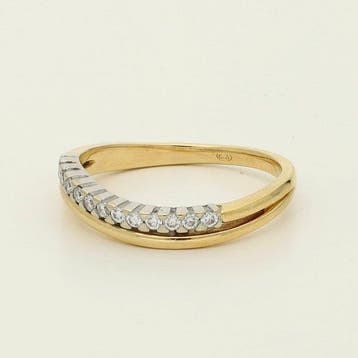Bague - 18 carats Or jaune, Or blanc - 0.13ct. tw. Diamant, Bijoux, Sacs & Beauté, Bagues