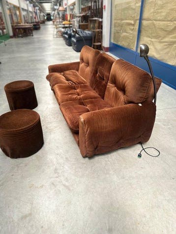 Sofa - Fluweel - Modulaire Space Age-set - driezitsbank met