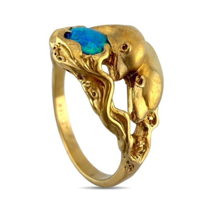 Ring - 14 karaat Geel goud, Exclusieve vintage 14k, Handtassen en Accessoires, Ringen