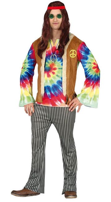 Hippie Kostuum Heren Gekleurd, Verzenden, Nieuw