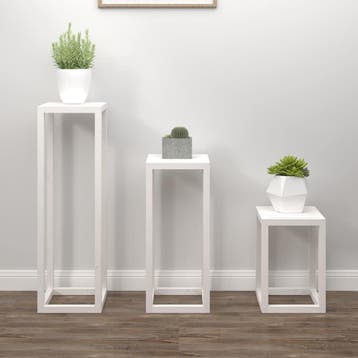 vidaXL 3-delige Plantenstandaardset massief grenenhout wit, Tuin en Terras, Verzenden, Nieuw