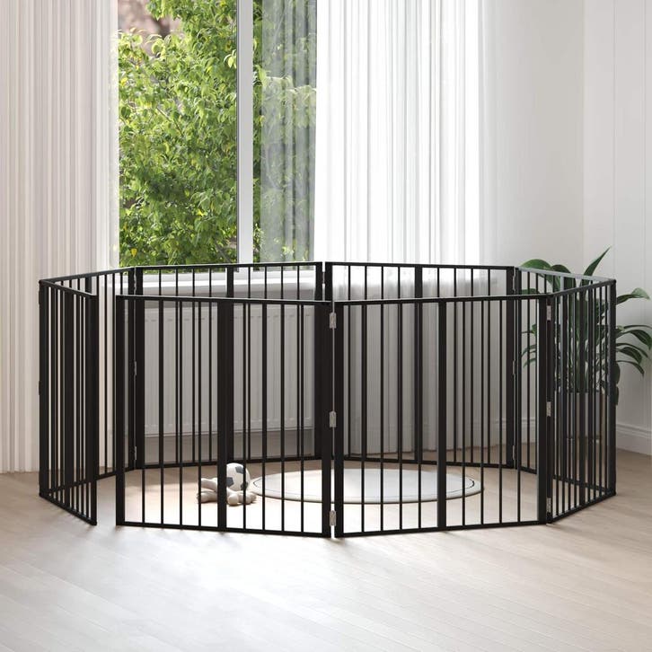 vidaXL Hondendeur 8 pcs Zwart 80 x 80 cm Gegevens staal, Animaux & Accessoires, Caisses pour chiens, Envoi