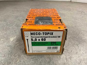 Veiling - 5x HECO vlonderschroef ø5x60mm 200-pack RVS, Nieuw